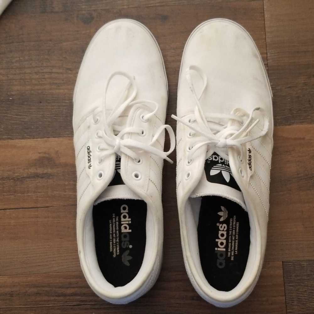 Adidas White Canvas Mens 11.5 Shoes Sneakers - Picture 8 of 8
